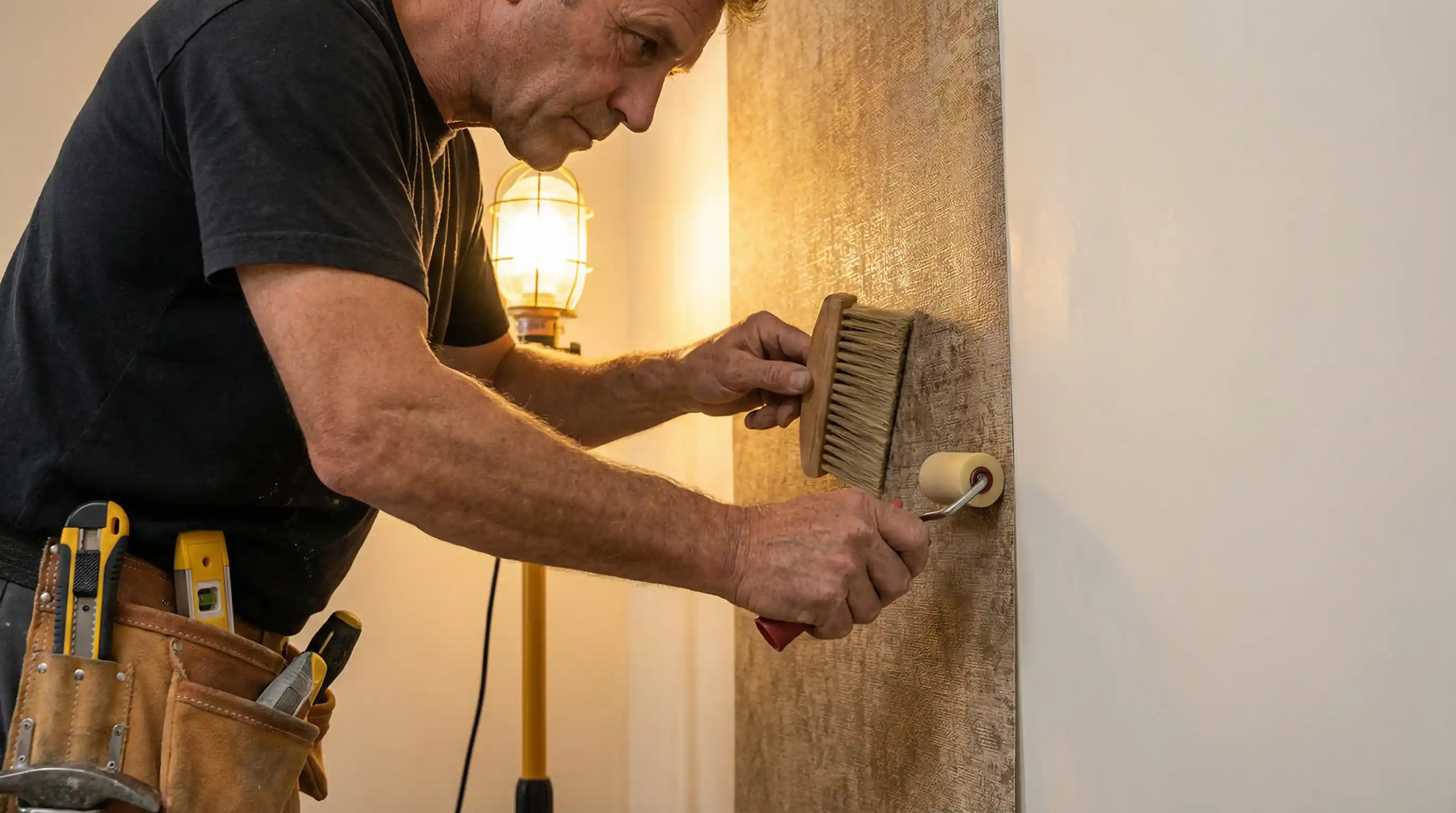 Luxury bedroom wallpaper installation in Sacramento home in Tahoe Park, Sacramento
